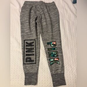 PINK size medium logo jogger sweat pants with Hawaiian floral print